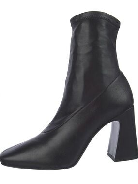 Reformation Black Stretch Leather Block Heel Ankle Boots